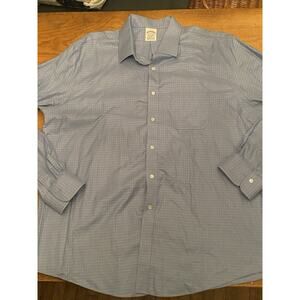 Brooks Brothers 1818 Regent 18-36 Blue Gingham Plaid Non Iron Stretch Fit